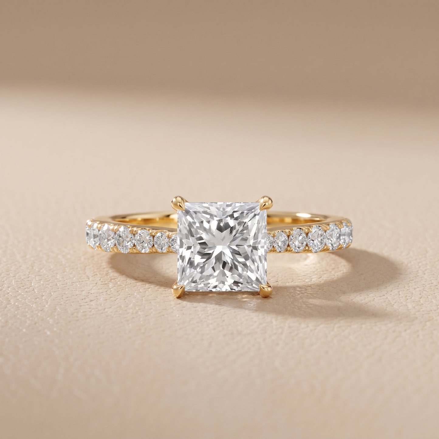 Gia Hidden Halo Pavé Princess Diamond Ring in Yellow Gold - front.jpg