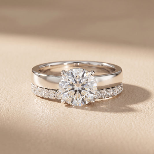 Veda Split Shank Pavé Round Diamond Engagement Ring in White Gold - front.jpg