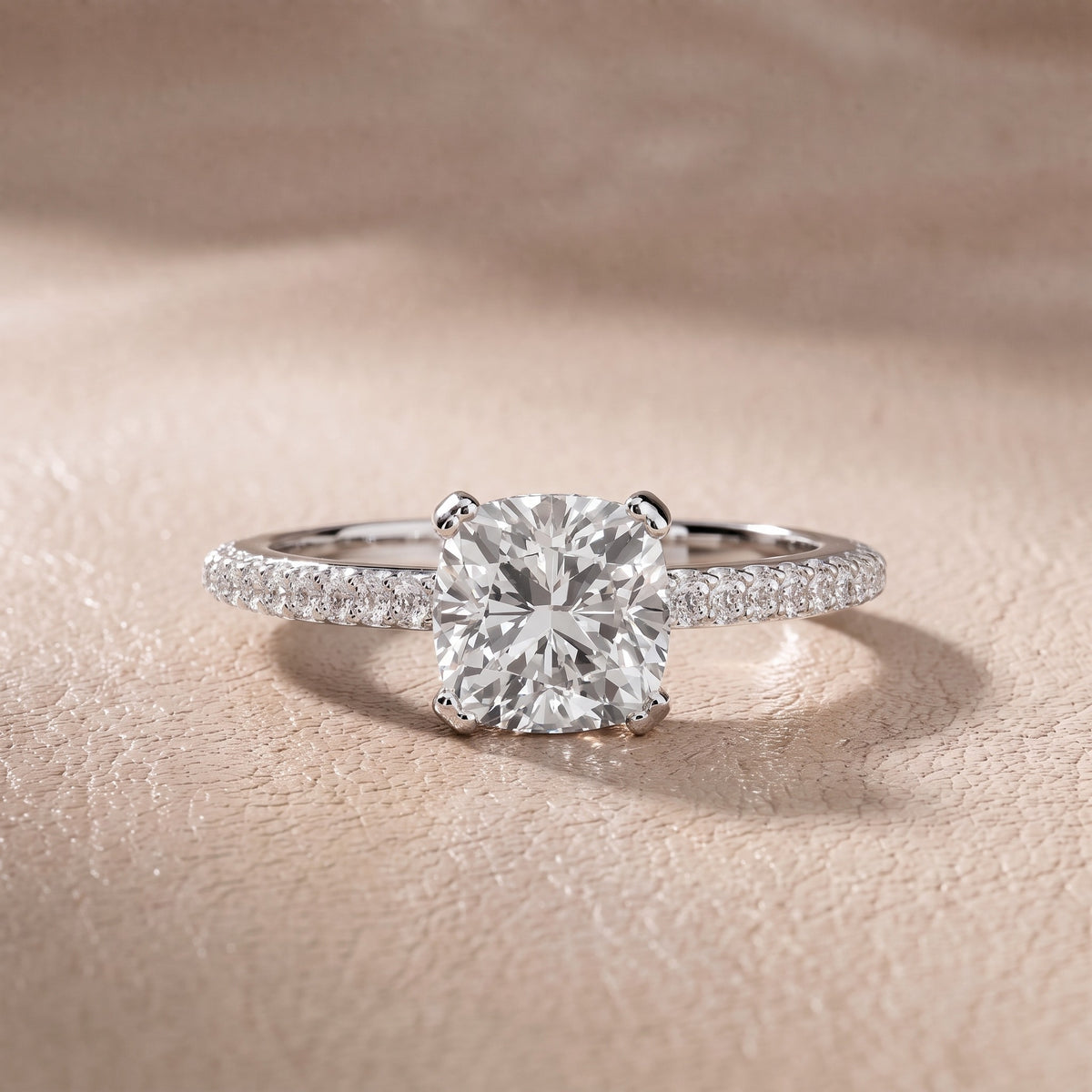 Celeste Hidden Halo Pavé Cushion Diamond Engagement Ring in Platinum - front.jpg