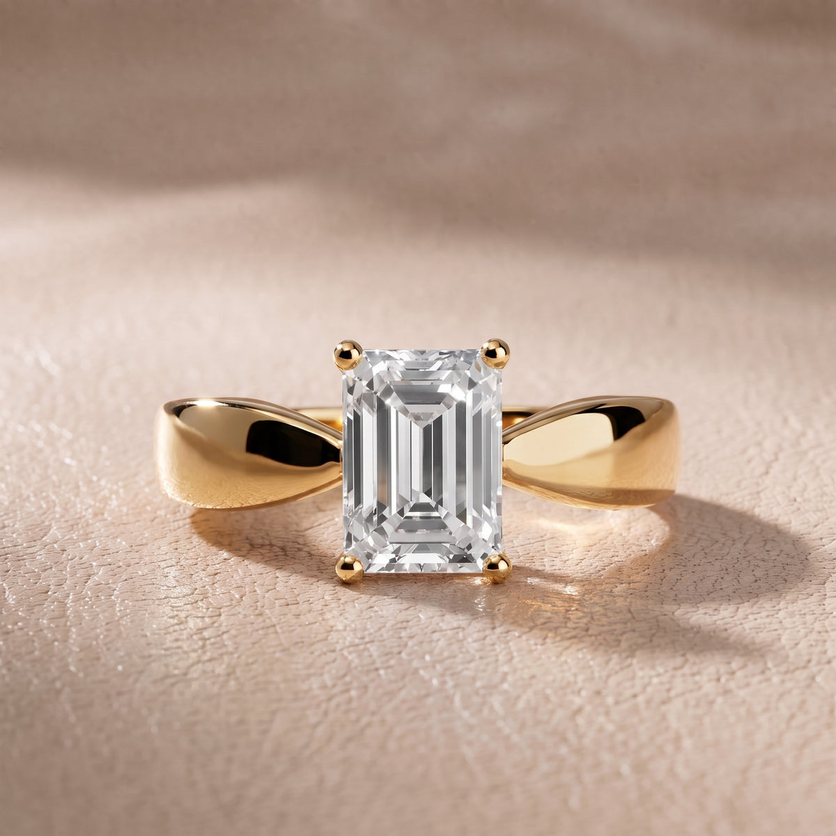 Talia Solitaire Twist Emerald Diamond Engagement Ring in Yellow Gold - front.jpg