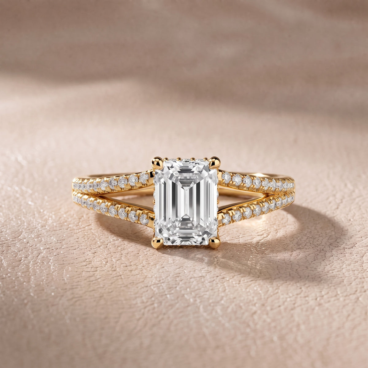 Eternal Embrace Solitaire Emerald Diamond Engagement Ring in Yellow Gold - front.jpg