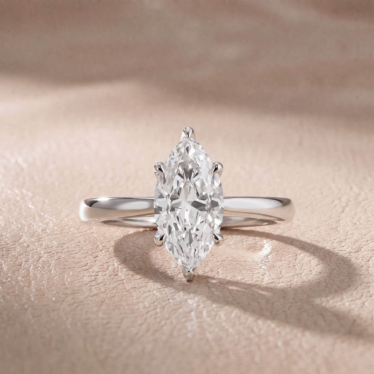 Mena Hidden Halo Marquise Diamond Engagement Ring in Silver - front.jpg
