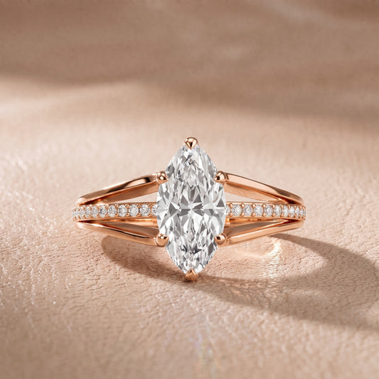 Lucinda Split Shank Marquise Diamond Engagement Ring in Rose Gold - front.jpg