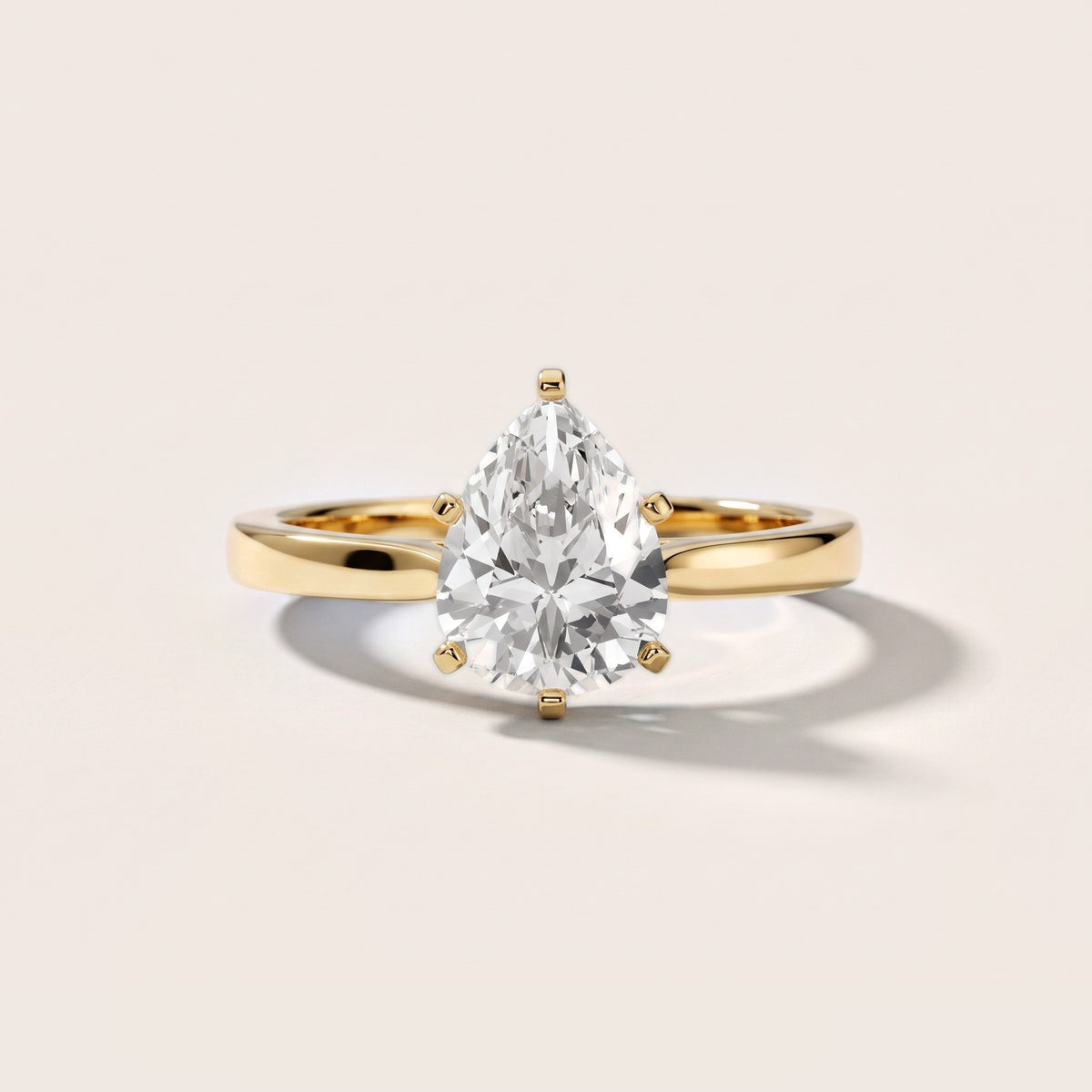 Cicely Solitaire Cathedral Pear Diamond Engagement Ring in Yellow Gold - front.jpg