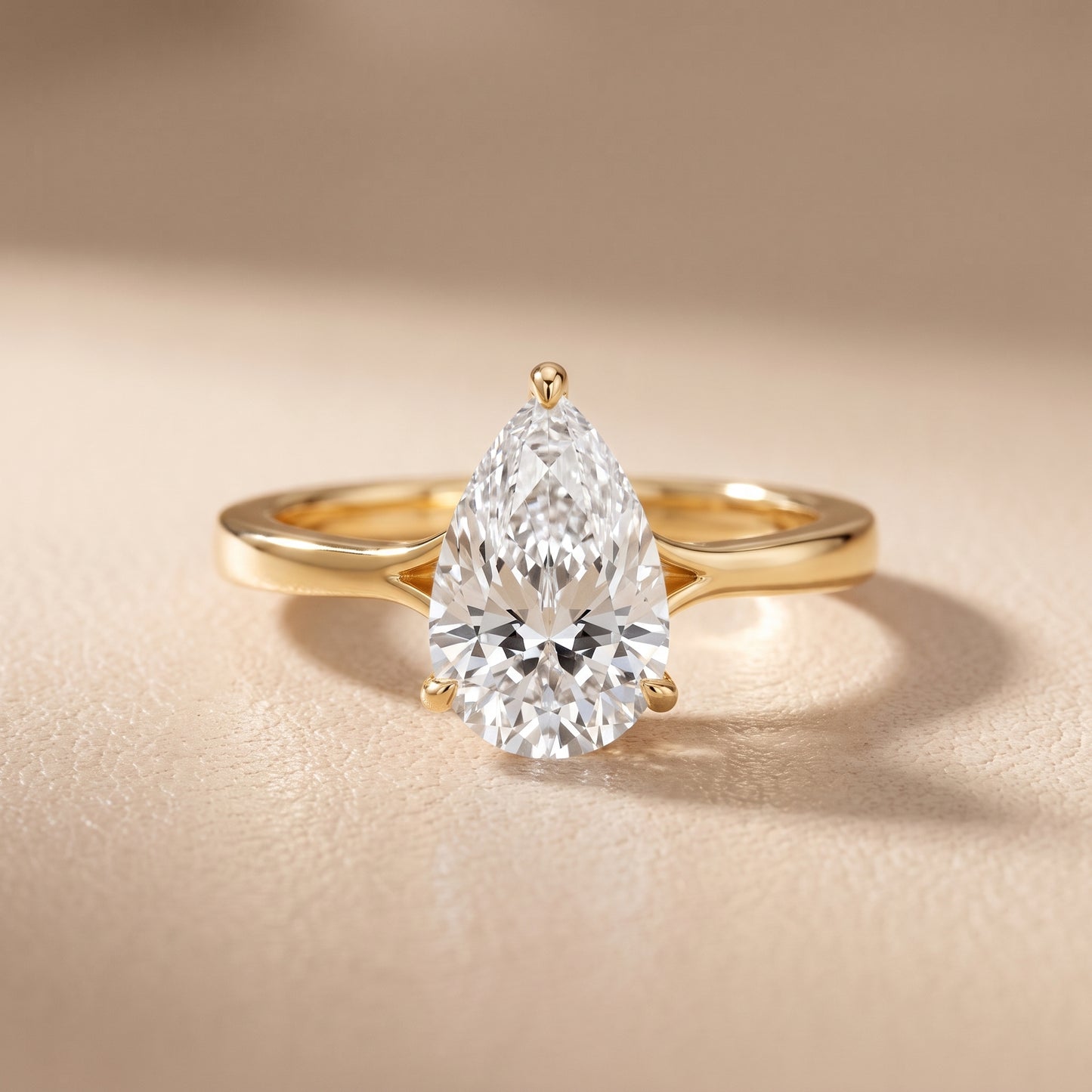 Anais Trellis Solitaire Pear Diamond Engagement Ring in Yellow Gold - front.jpg