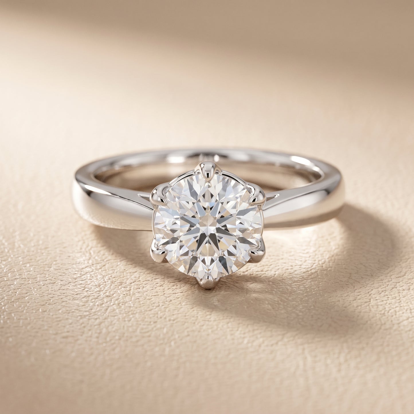 Lucia Solitaire Six-Prong Round Diamond Engagement Ring in White Gold - front.jpg