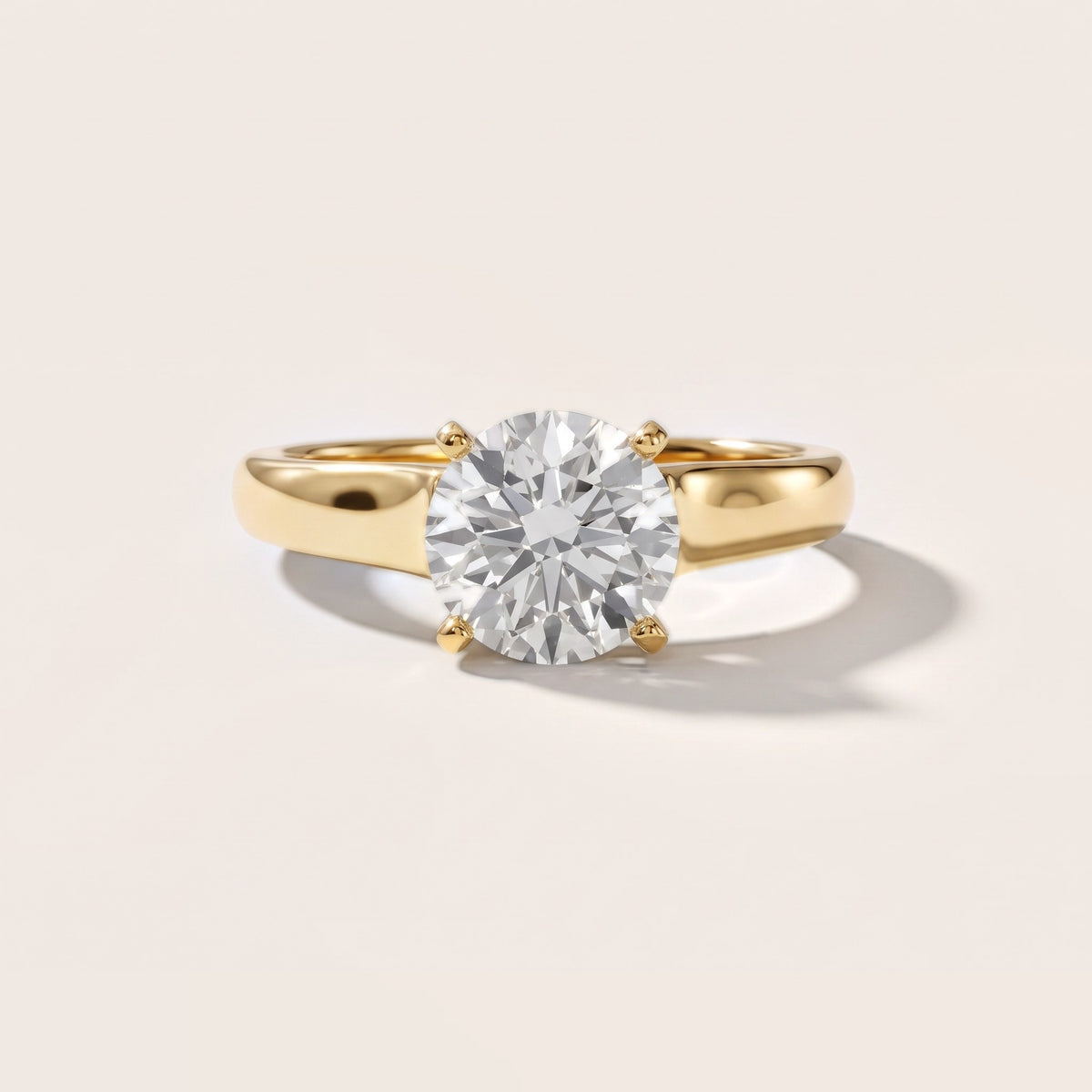 Avril Cathedral Round Diamond Engagement Ring in Yellow Gold - front.jpg