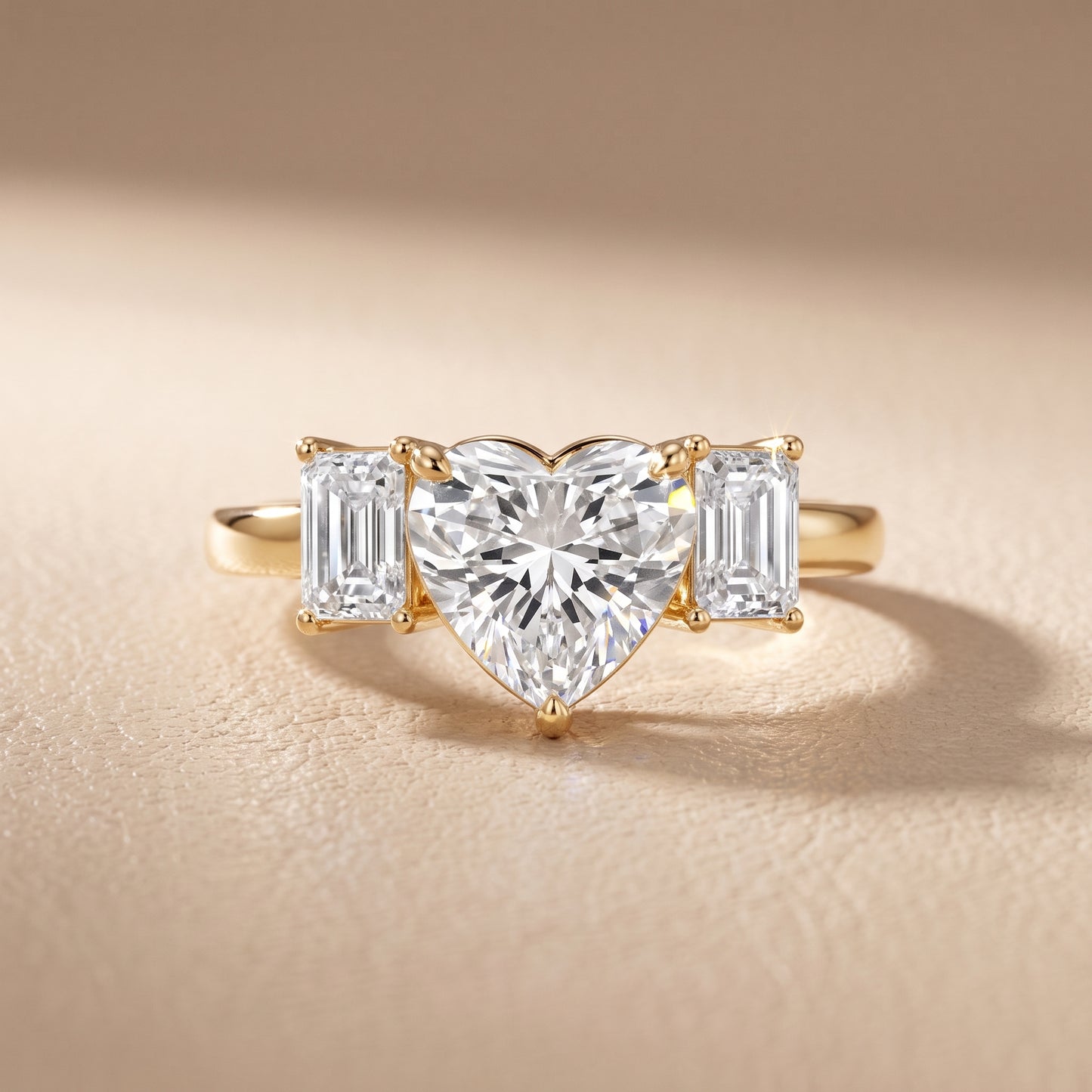 Zoe Three-Stone Heart Diamond Ring in Yellow Gold - front.jpg
