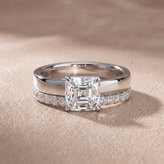Josephine Split Shank Pavé Asscher Diamond Engagement Ring in Platinum - front.jpg