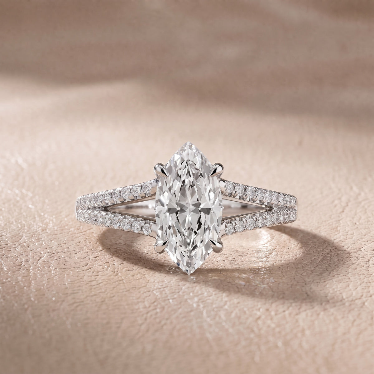Eternal Embrace Solitaire Marquise Diamond Engagement Ring in Platinum - front.jpg