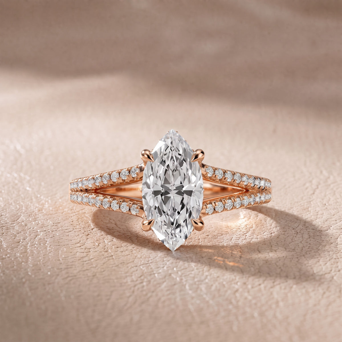 Eternal Embrace Solitaire Marquise Diamond Engagement Ring in Rose Gold - front.jpg