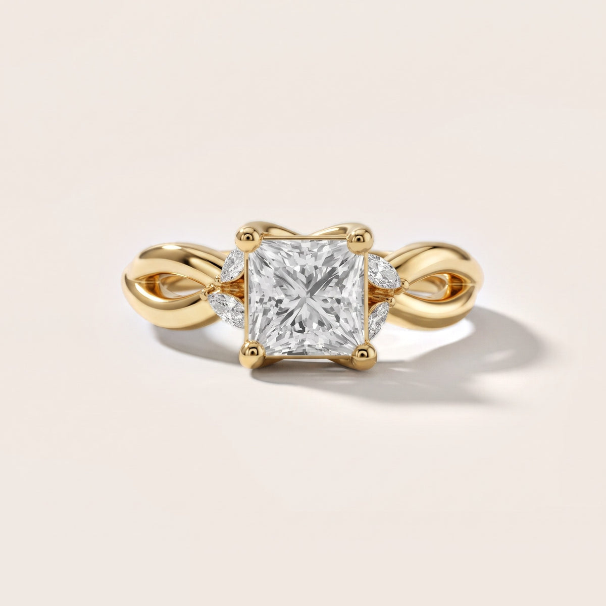 Luna Glow Twisted Princess Diamond Engagement Ring in Yellow Gold [studio-20261024]