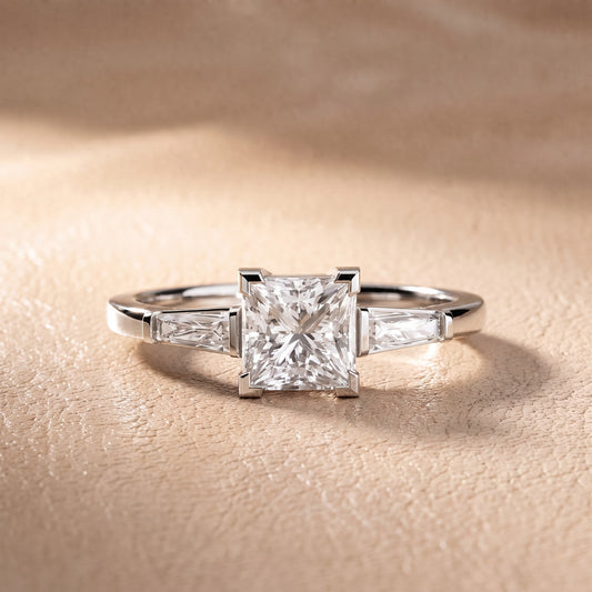 Winnie Three-Stone Princess Diamond Engagement Ring in Platinum - front.jpg