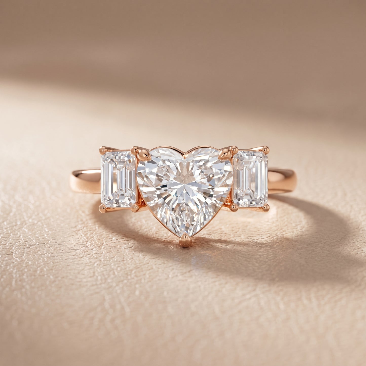 Zoe Three-Stone Heart Diamond Ring in Rose Gold - front.jpg