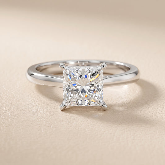 Kalia Knife Edge Solitaire Princess Diamond Engagement Ring in White Gold - front.jpg