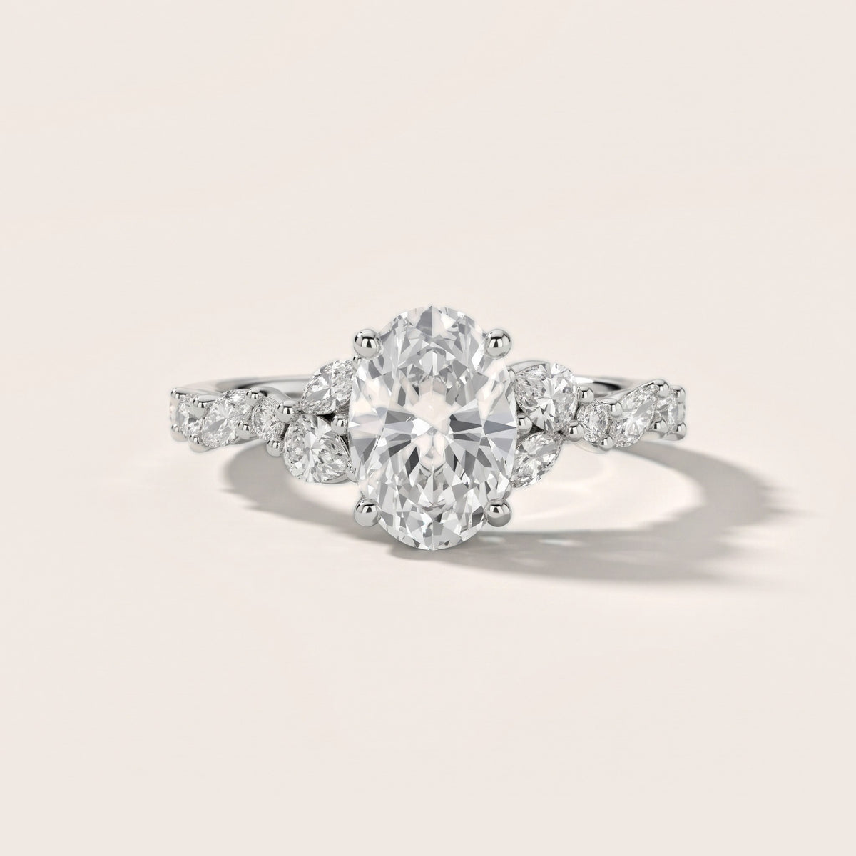 Mesa Vine Cluster Oval Diamond Engagement Ring in Platinum - front.jpg