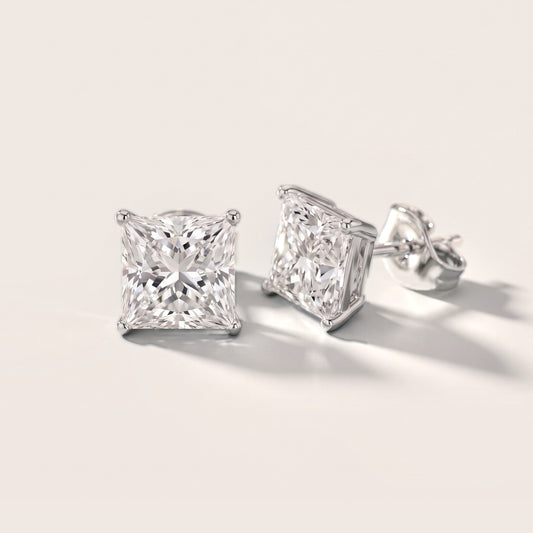 Classic Four-Prong Princess Diamond Earrings in White Gold [studio-20261024]