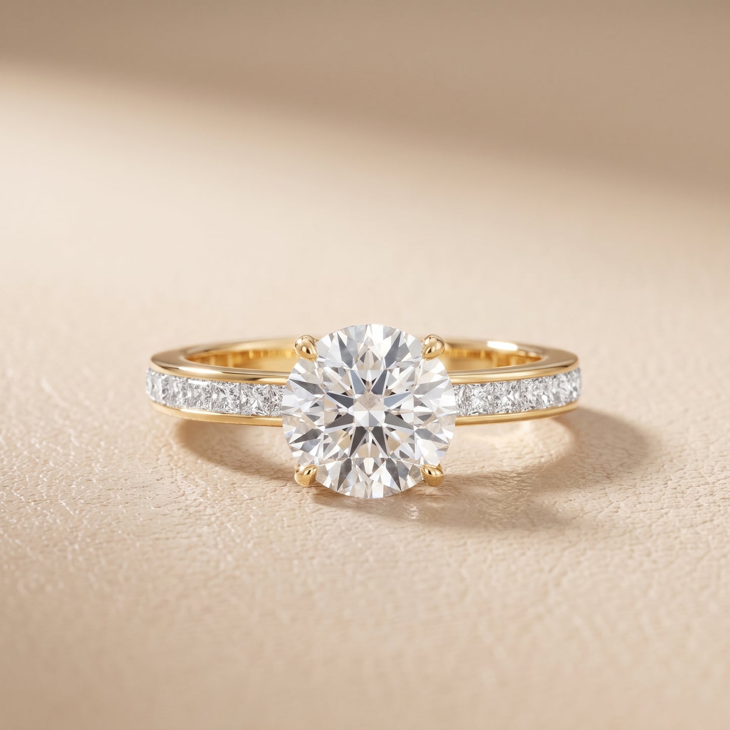 Brielle Channel Set Solitaire Round Diamond Ring in Yellow Gold - front.jpg