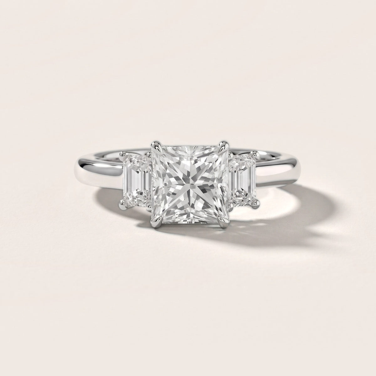 Babette Deco Three-Stone Princess Diamond Engagement Ring in Platinum - front.jpg