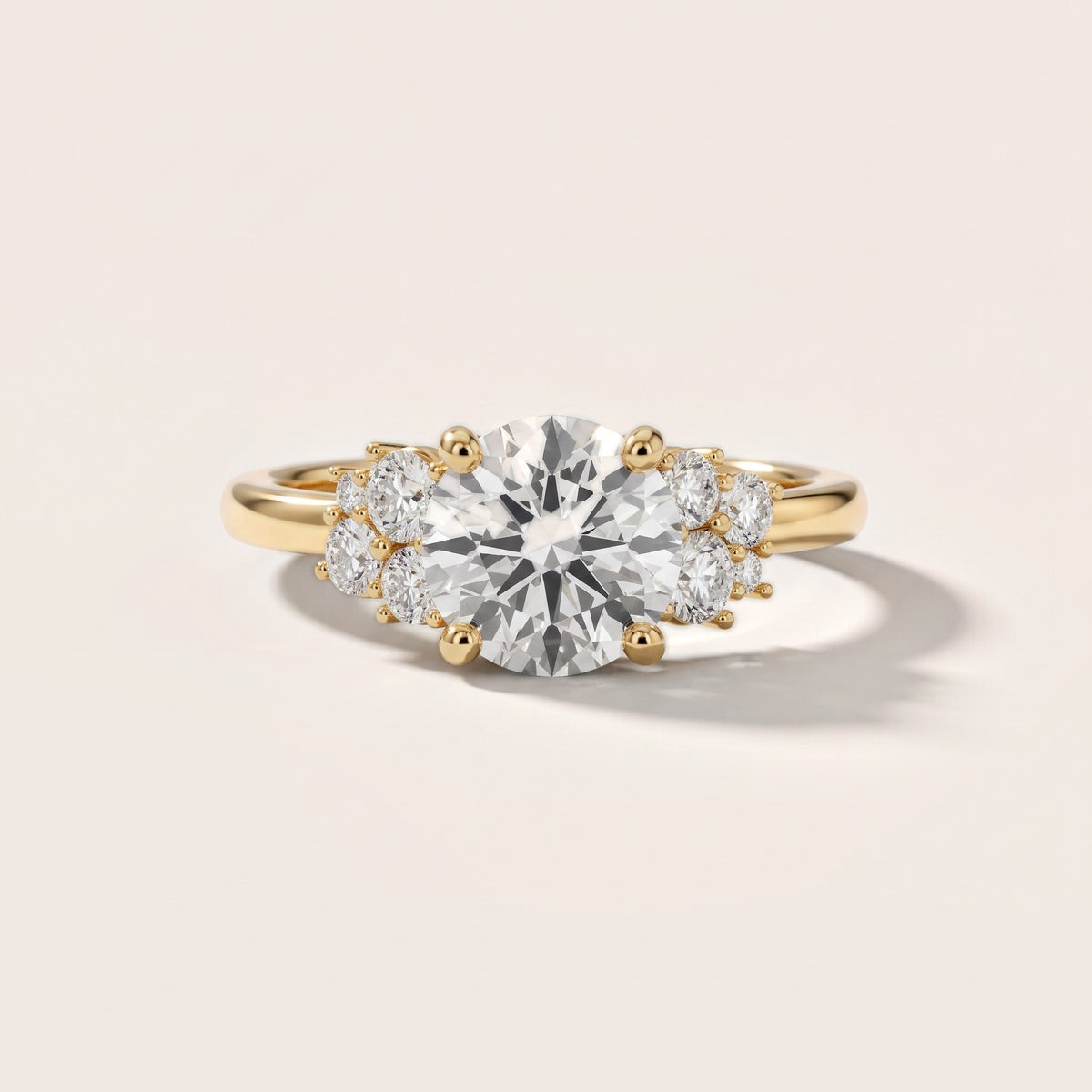 Hannah Cluster Round Diamond Engagement Ring in Yellow Gold - front.jpg