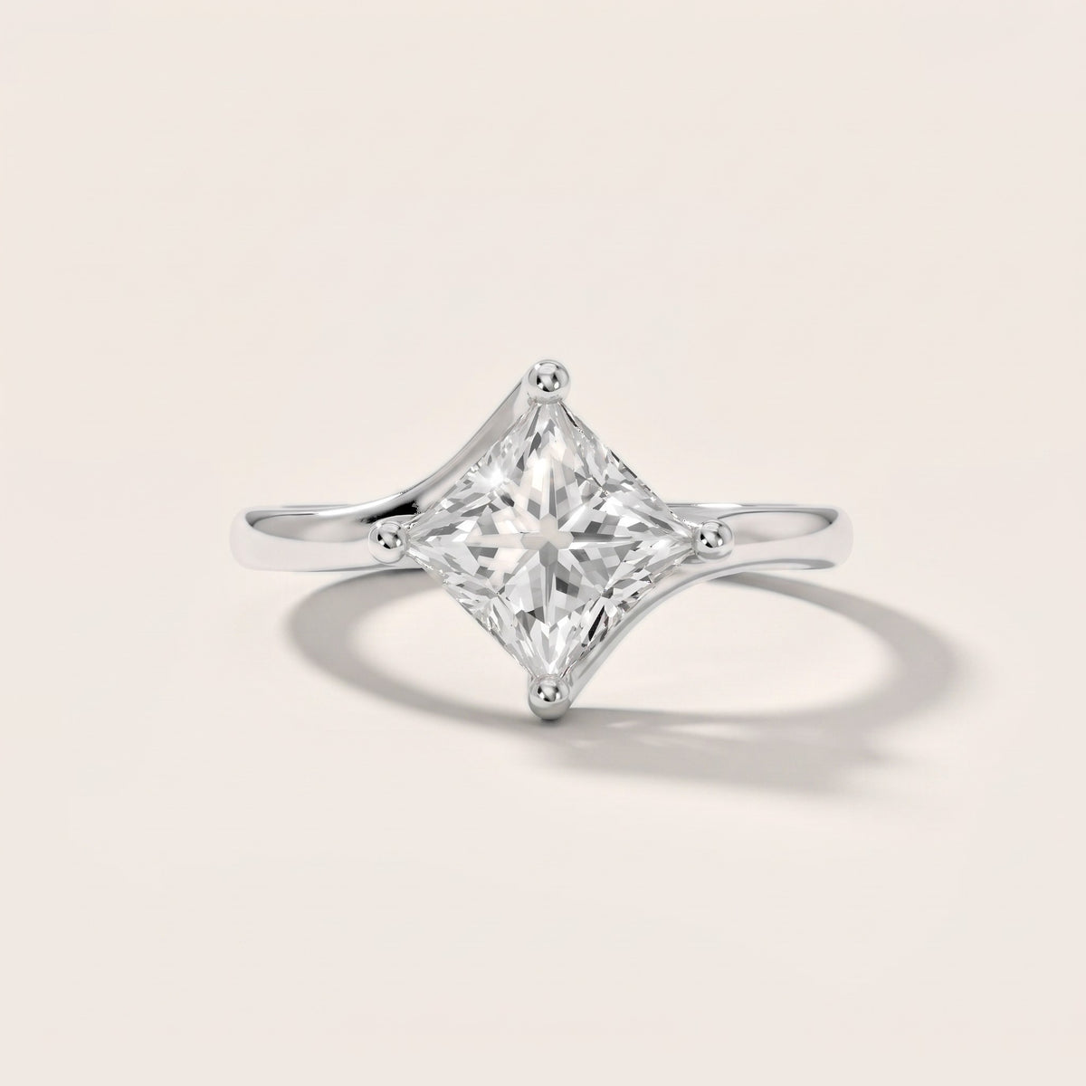 Clio Bypass Solitaire Princess Diamond Engagement Ring in Platinum - front.jpg
