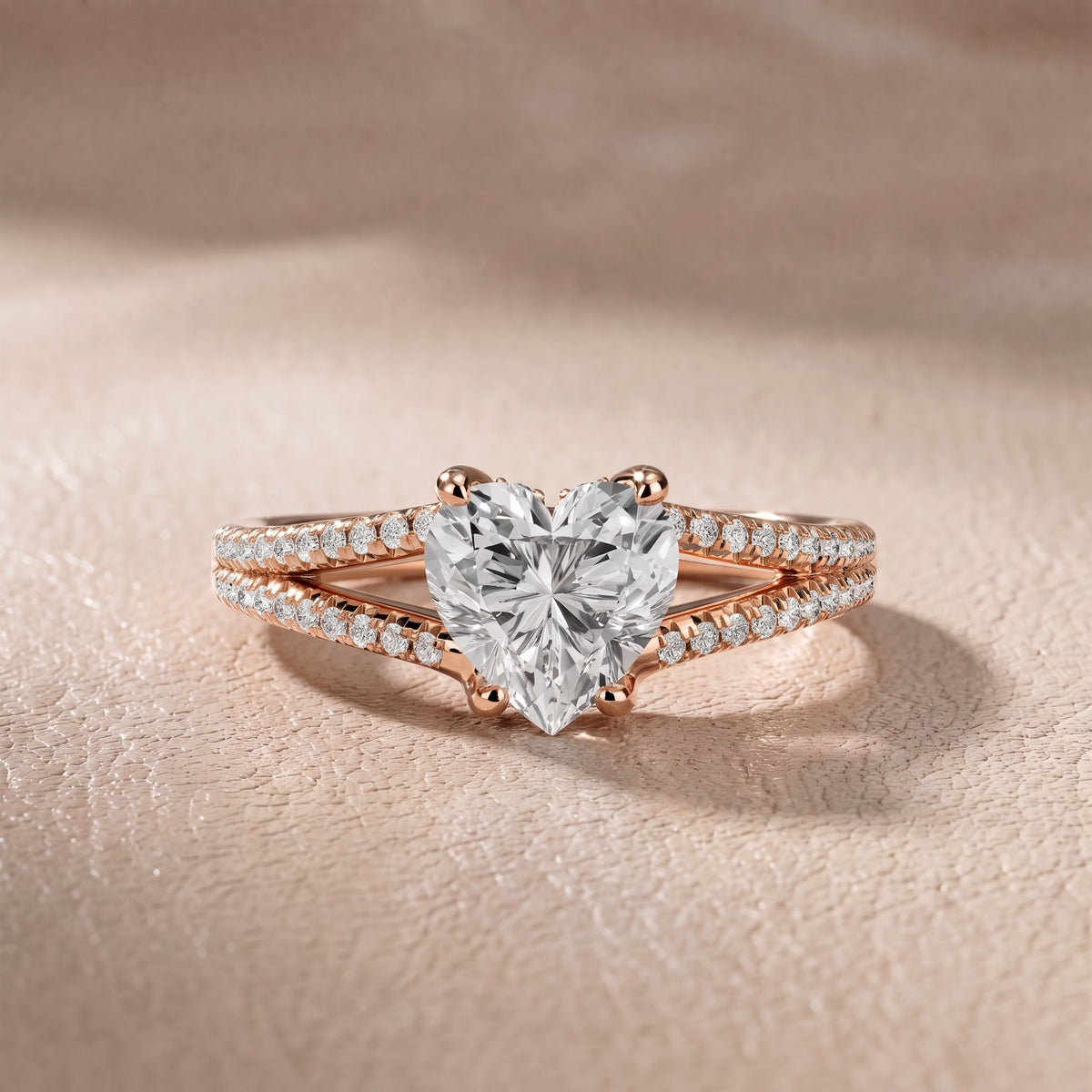 Eternal Embrace Solitaire Heart Diamond Engagement Ring in Rose Gold - front.jpg