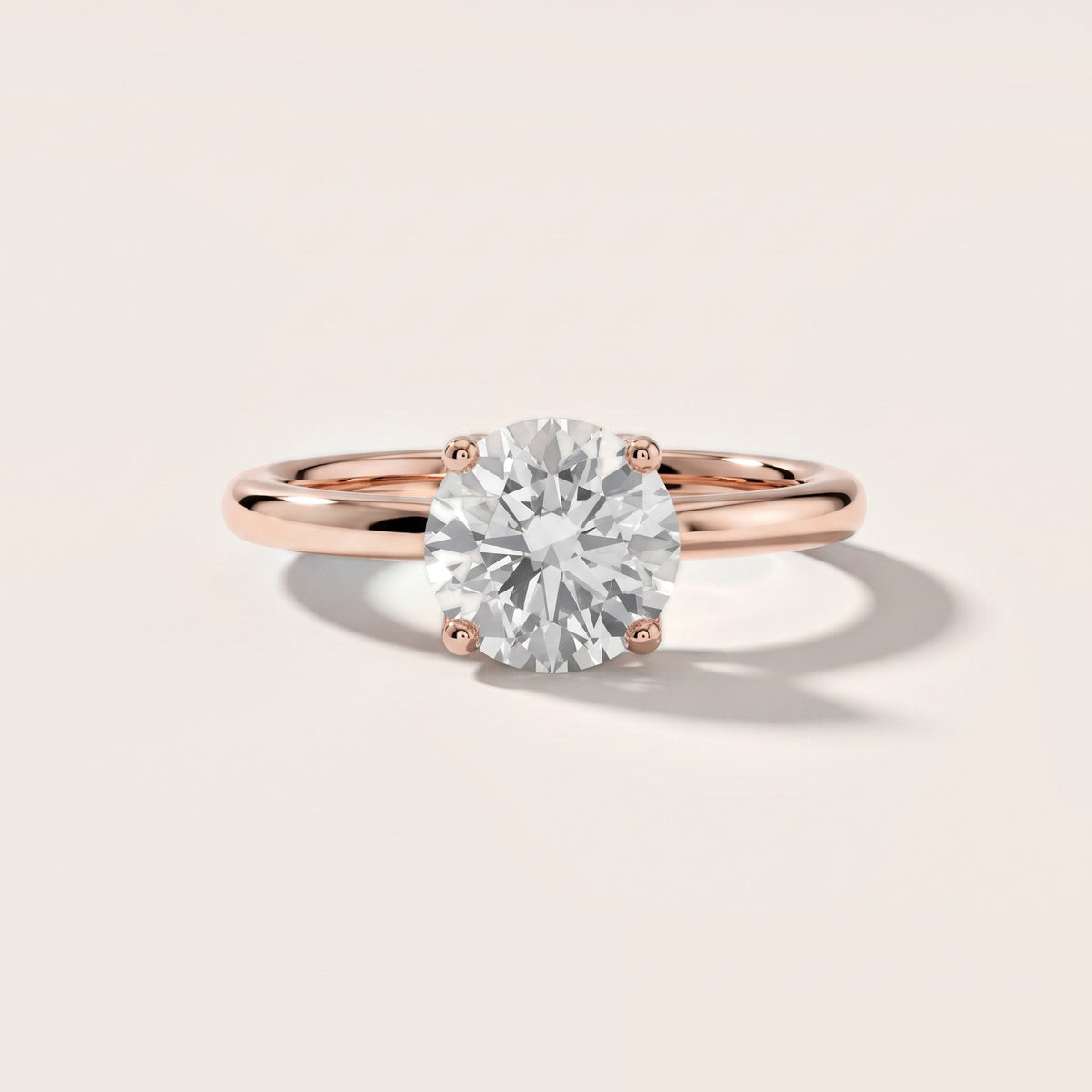 Benita Leaf Round Diamond Engagement Ring in Rose Gold - front.jpg