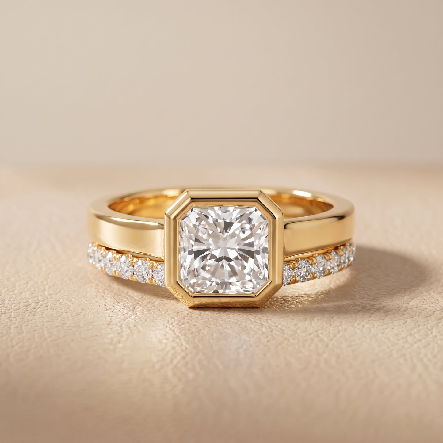Ayla Bezel Bypass Radiant Diamond Ring in Yellow Gold - front.jpg