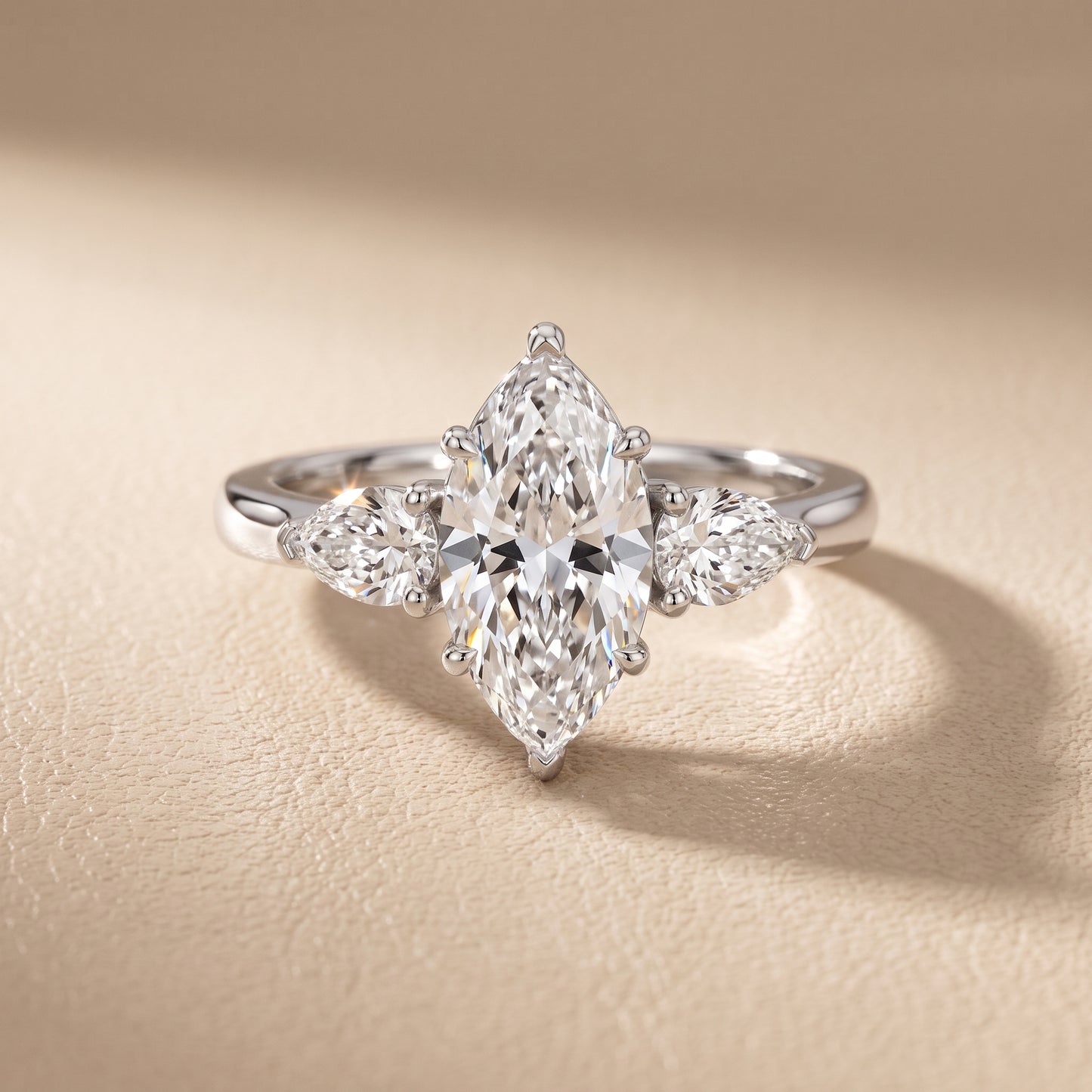 Mirabel Three-Stone Marquise Diamond Engagement Ring in Platinum - front.jpg