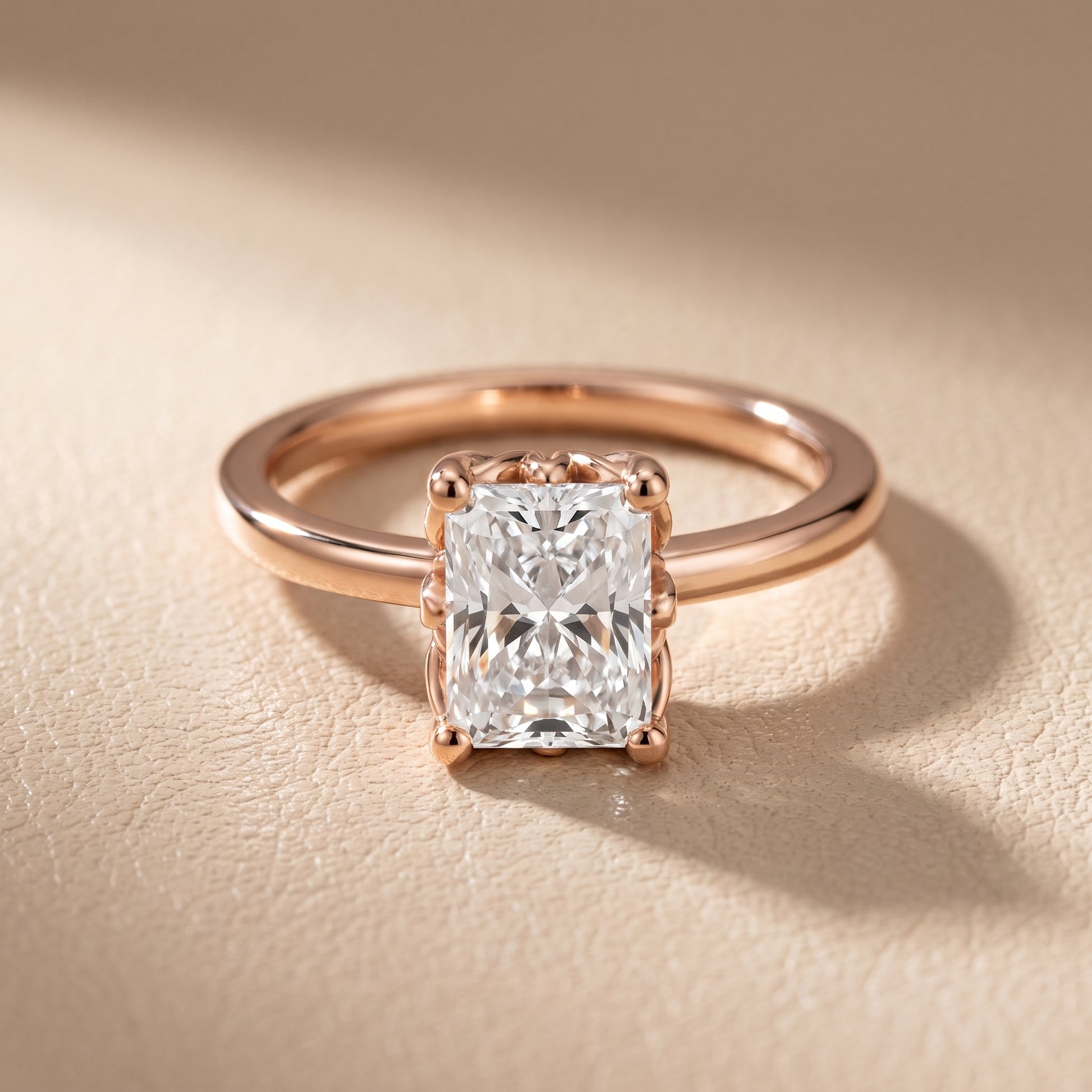 Radiant Cut Lab Grown Diamond Engagement Ring in Rose Gold