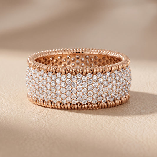 Rita Micropavé Round Diamond Anniversary Ring in Rose Gold - front.jpg