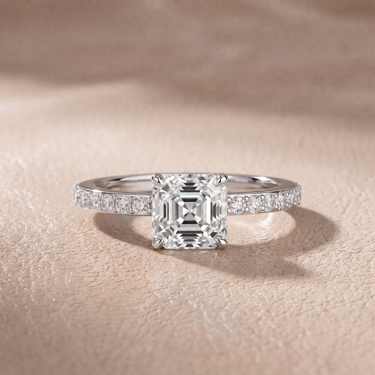 Annabel Pavé Solitaire Asscher Diamond Engagement Ring in Platinum - front.jpg