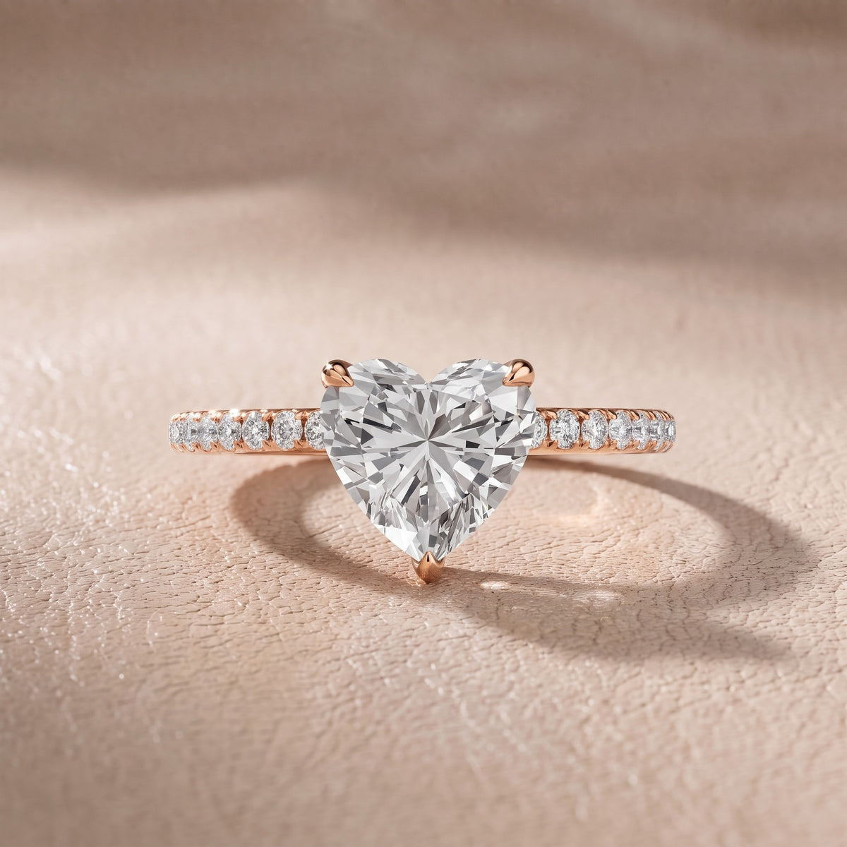 Olivia Solitaire Pavé Heart Diamond Engagement Ring in Rose Gold - front.jpg