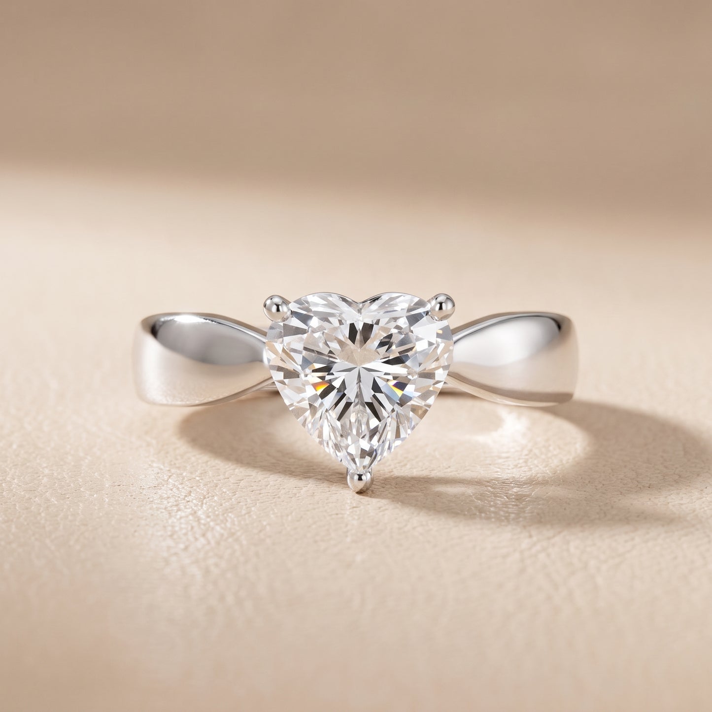 Talia Solitaire Twist Heart Diamond Engagement Ring in White Gold - front.jpg