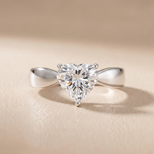 Talia Solitaire Twist Heart Diamond Engagement Ring in White Gold - front.jpg