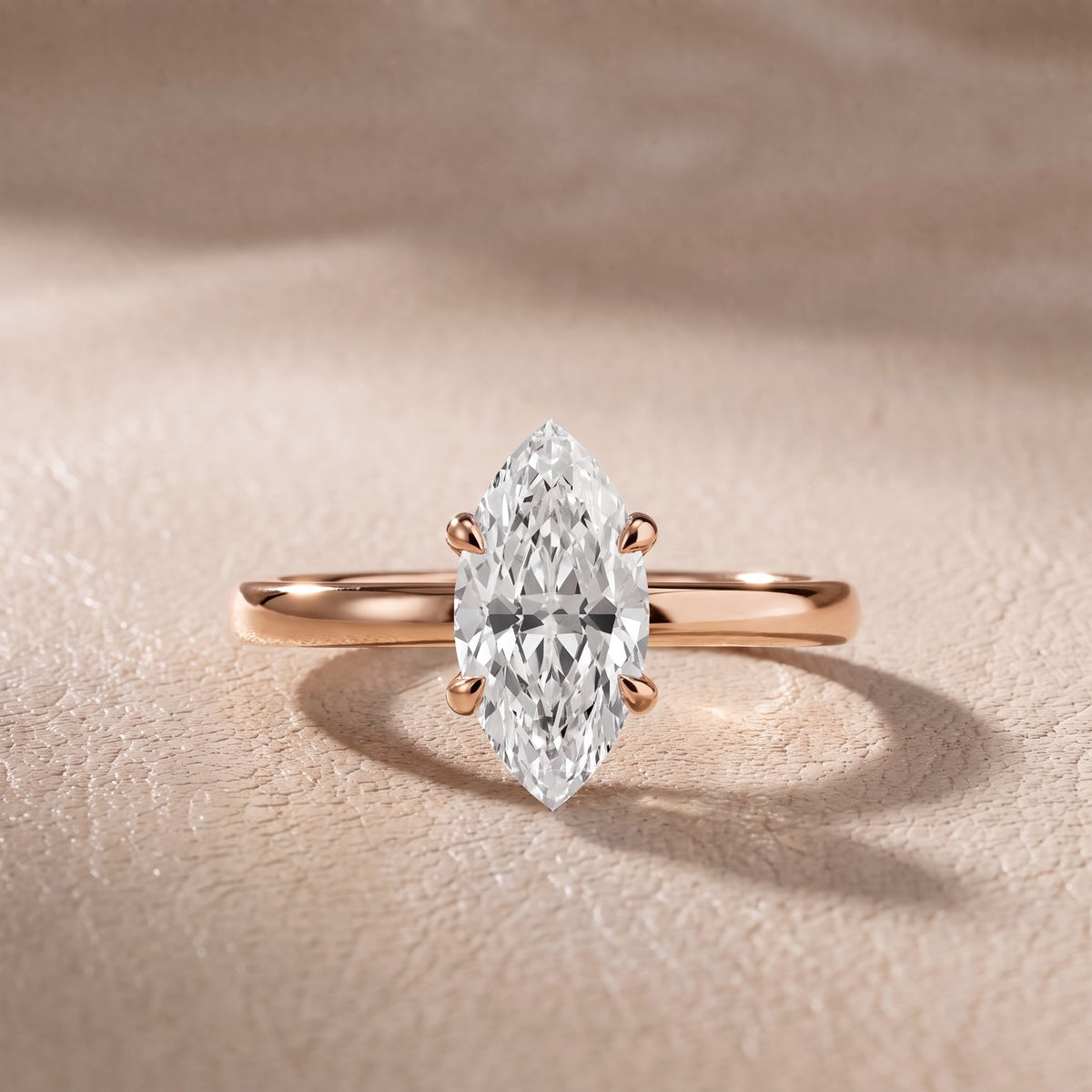 Charlotte Charm Solitaire Marquise Diamond Engagement Ring in Rose Gold - front.jpg