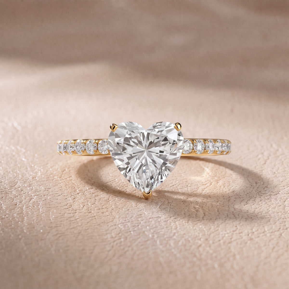 Juna French Pavé Solitaire Heart Diamond Engagement Ring in Yellow Gold - front.jpg