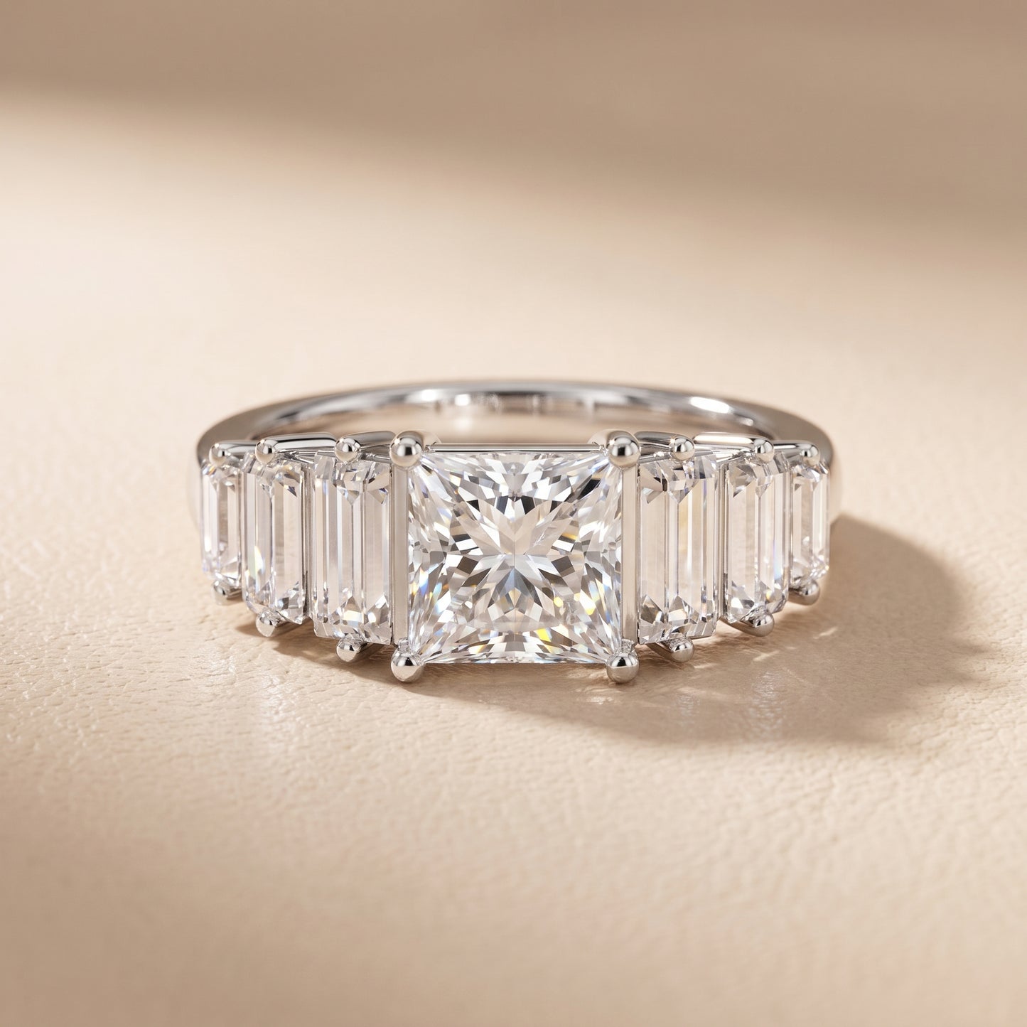 Mara Sidestone Baguette Accent Princess Diamond Engagement Ring in Platinum - front.jpg