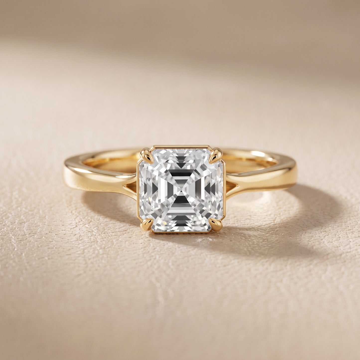 Anais Trellis Solitaire Asscher Diamond Engagement Ring in Yellow Gold - front.jpg