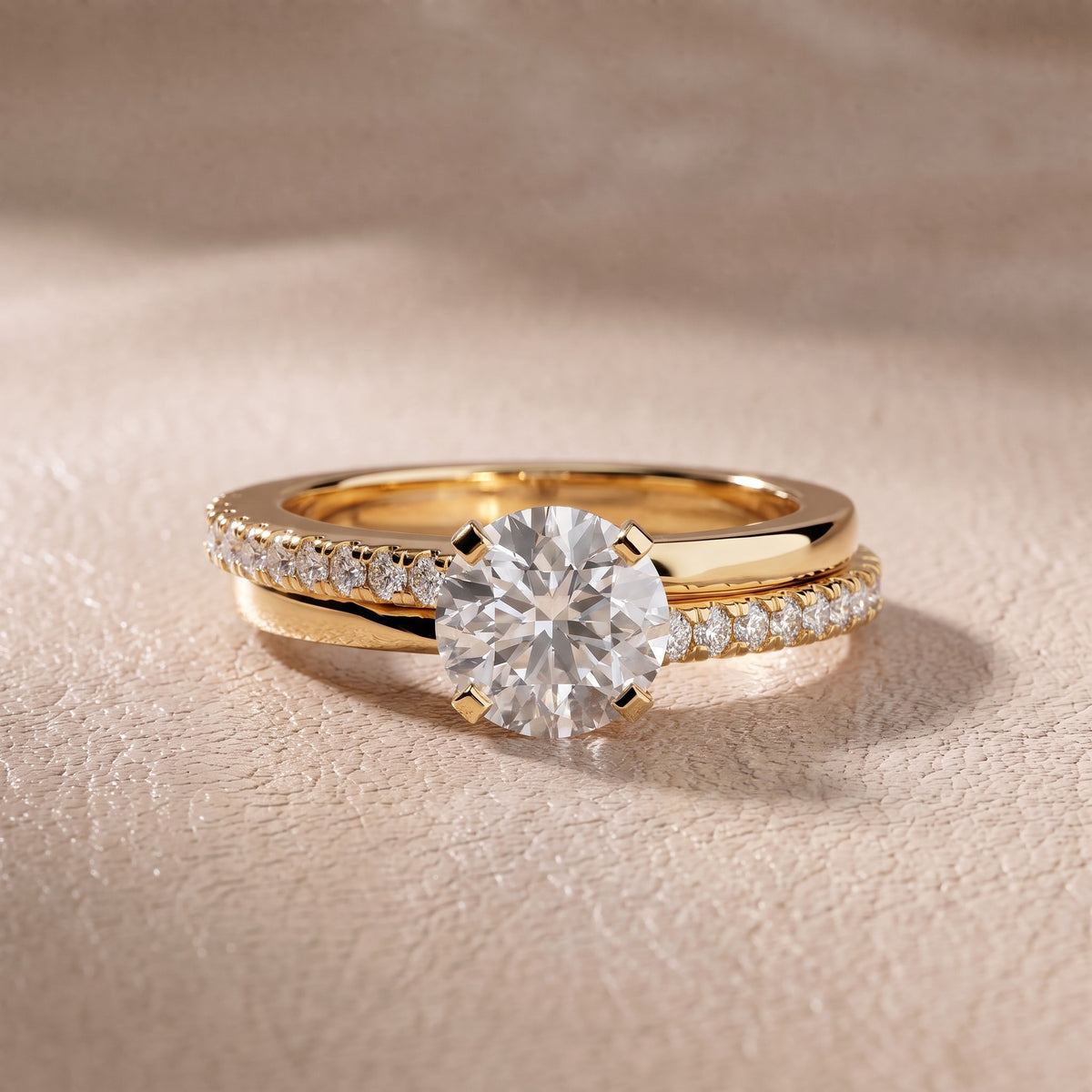 Edith Criss Cross Pavé Round Diamond Engagement Ring in Yellow Gold - front.jpg