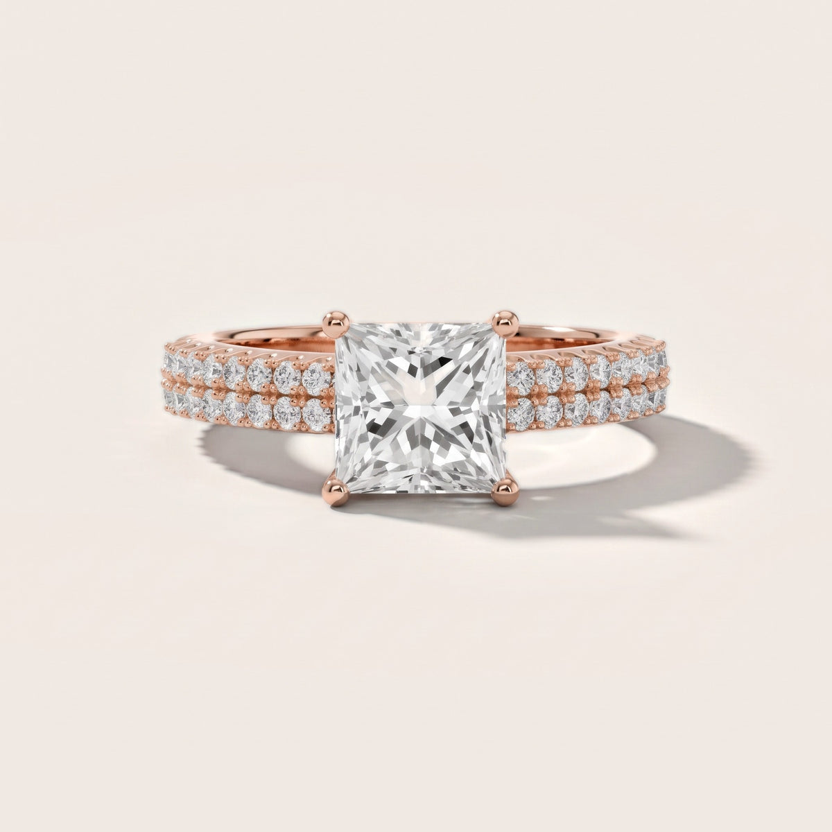 Allison Wide Band Pavé Princess Diamond Engagement Ring in Rose Gold - front.jpg