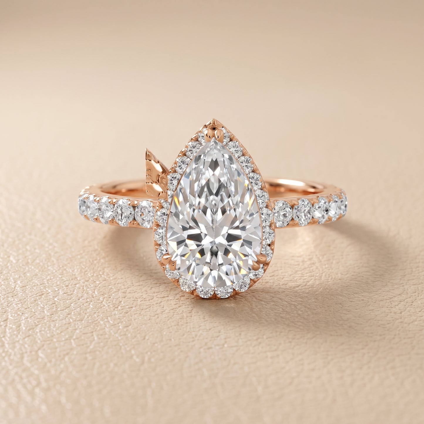 Chloe Halo Pavé Pear Diamond Ring in Rose Gold - front.jpg