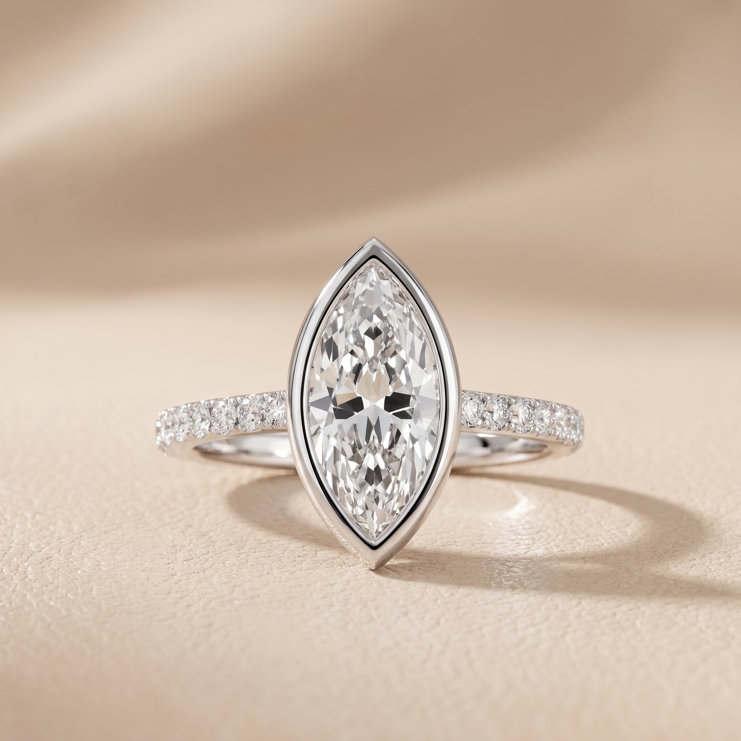 Cora Bezel Pavé Marquise Diamond Ring in Silver - front.jpg