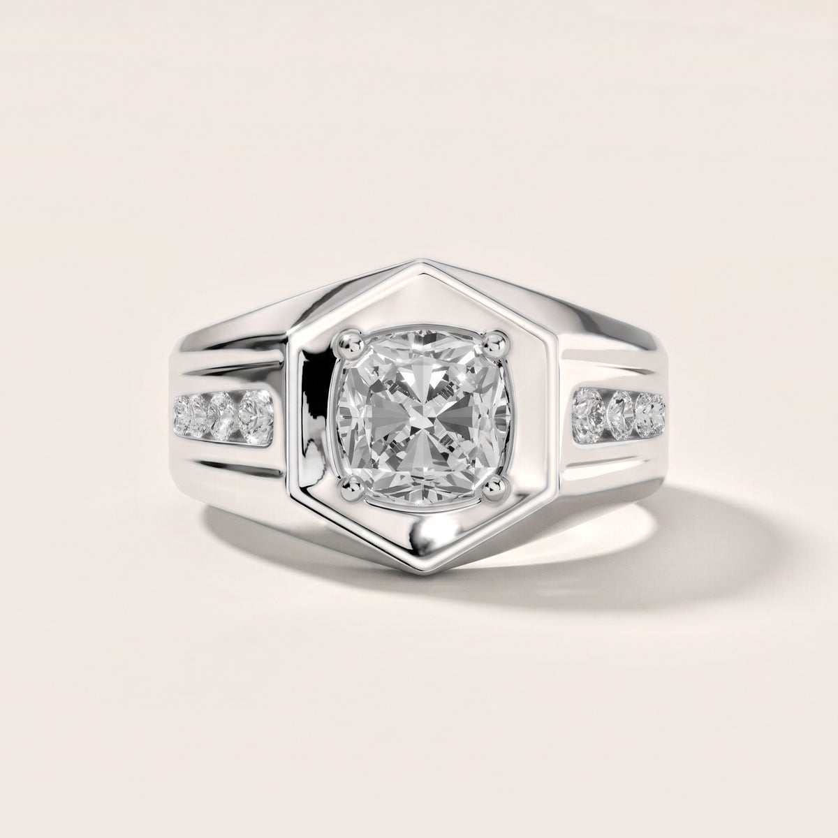 Cody Statement Channel Set Cushion Diamond Engagement Ring in Platinum - front.jpg