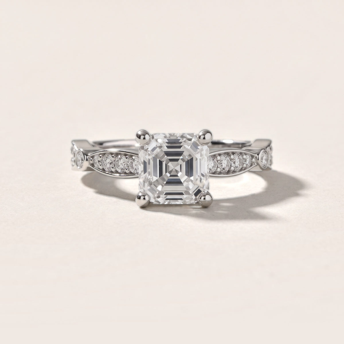 Winter Scalloped Pavé Asscher Diamond Engagement Ring in Silver - front.jpg