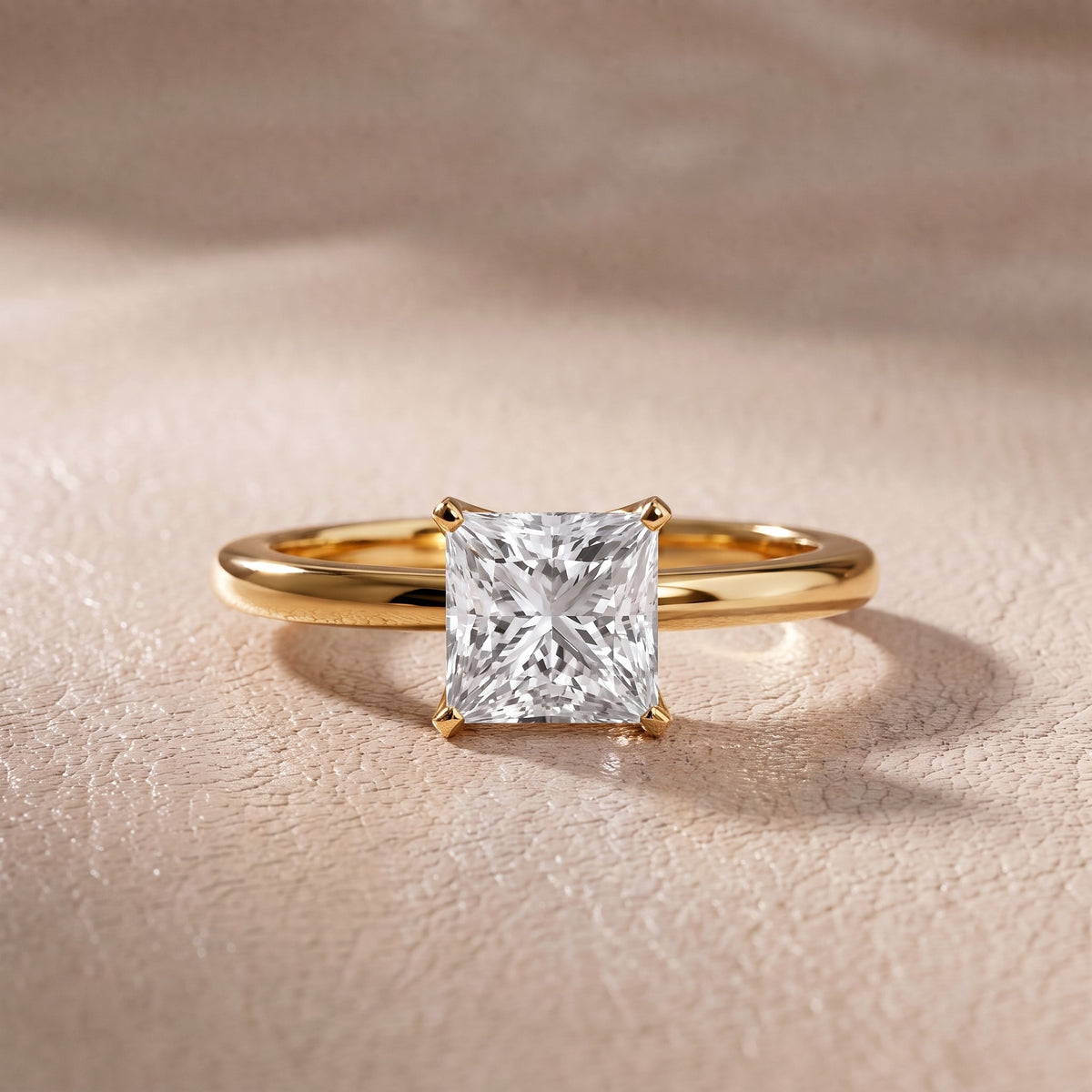 Flora Guardian Solitaire Princess Diamond Engagement Ring in Yellow Gold - front.jpg