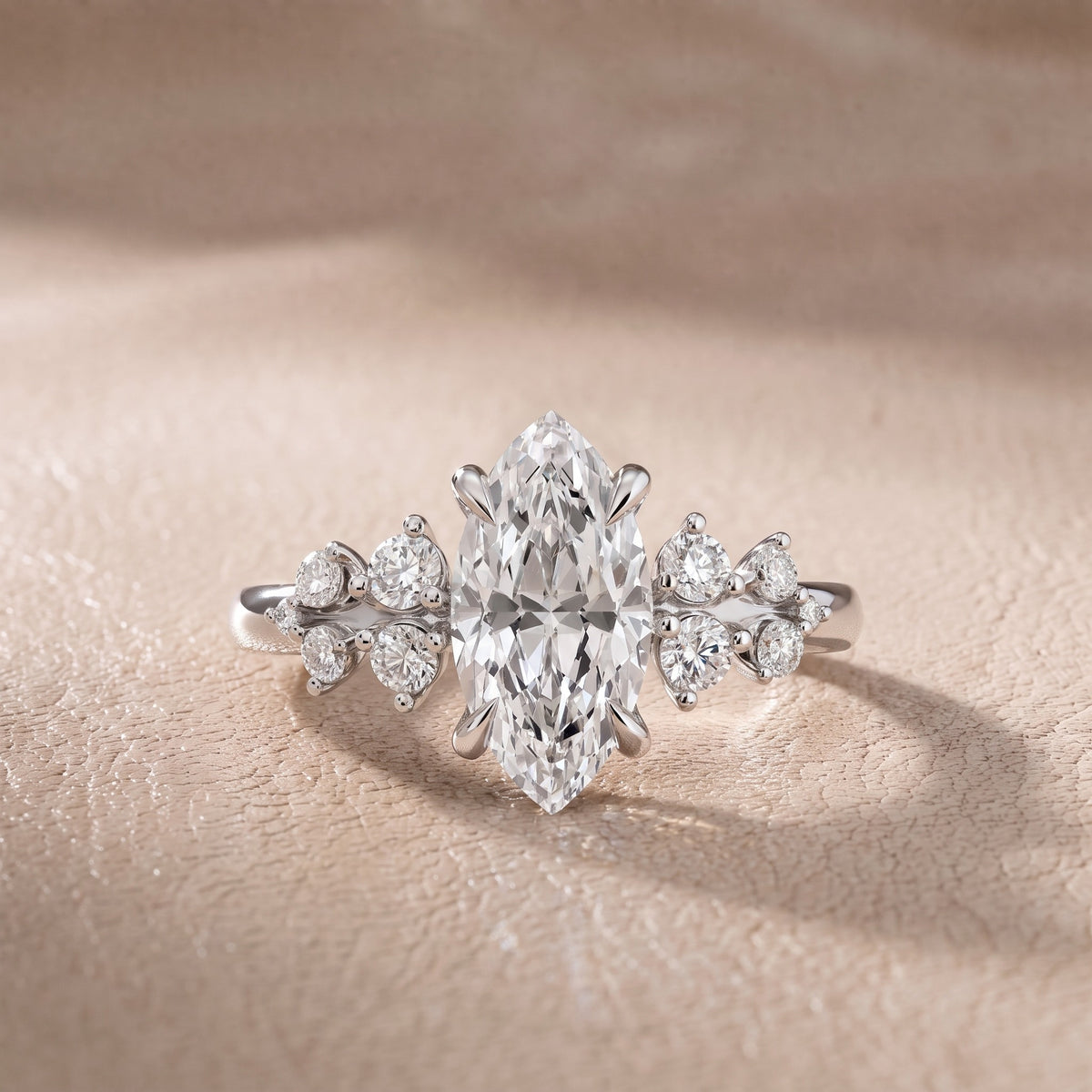 Evelina Bloom Marquise Diamond Engagement Ring in Silver - front.jpg