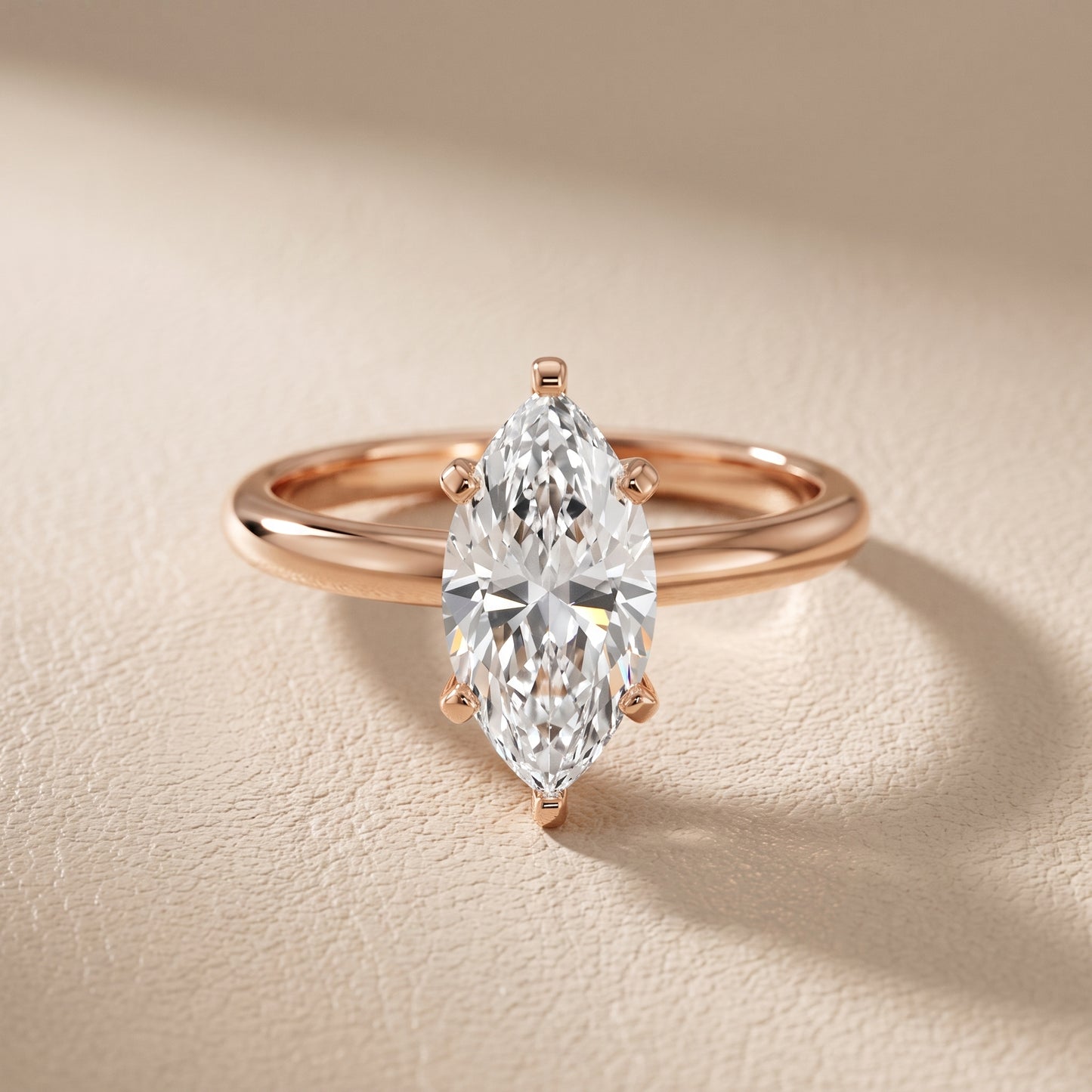 Wren Solitaire Marquise Diamond Ring in Rose Gold - front.jpg