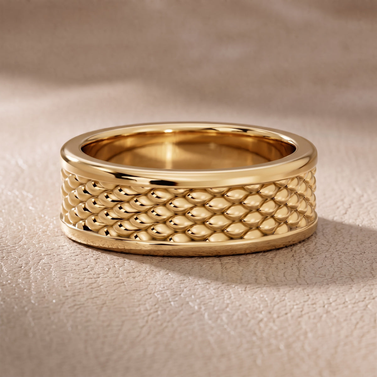 Cordelia Carved Step Edge Wedding Band in Yellow Gold - front.jpg