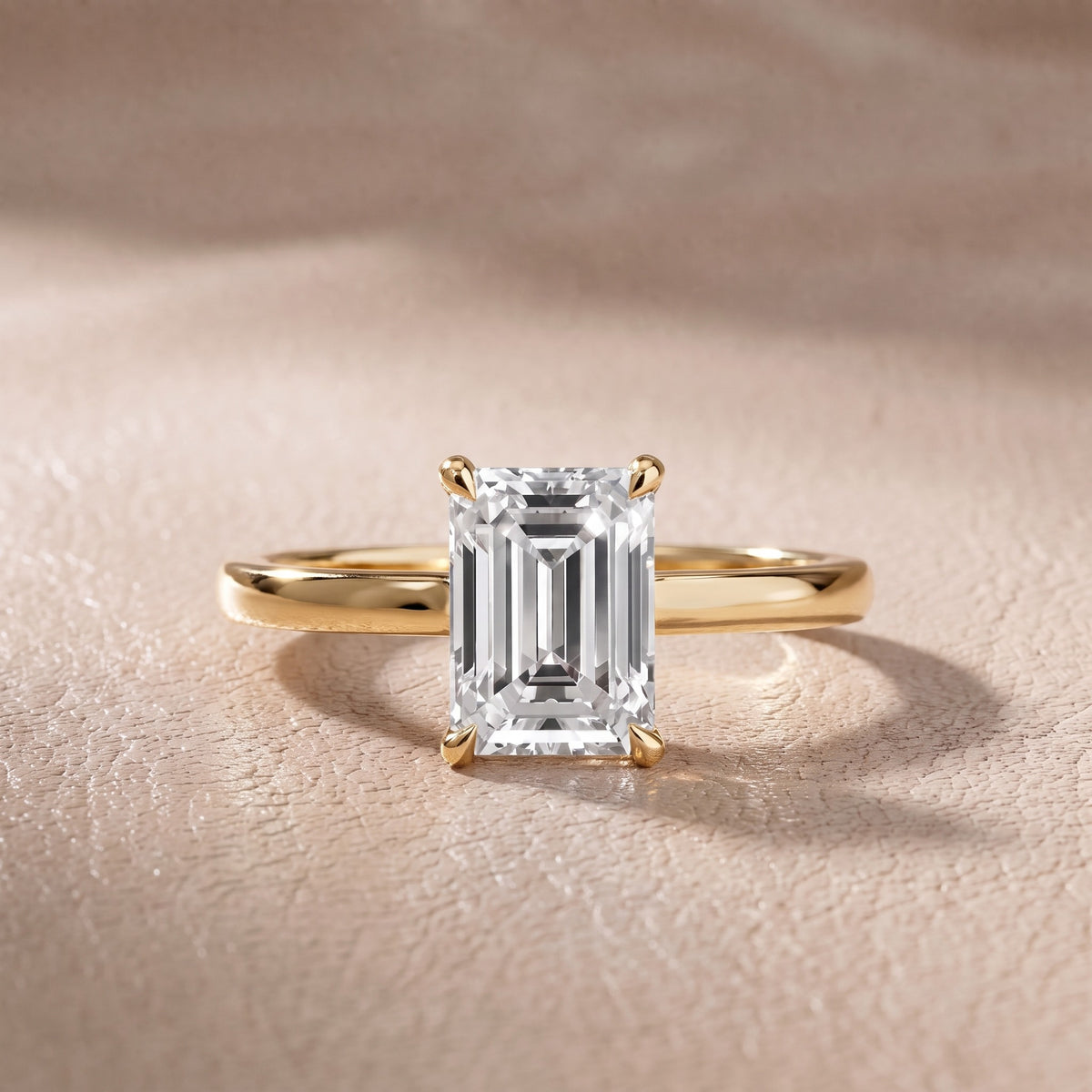 Nadia Petite Solitaire Emerald Diamond Engagement Ring in Yellow Gold - front.jpg